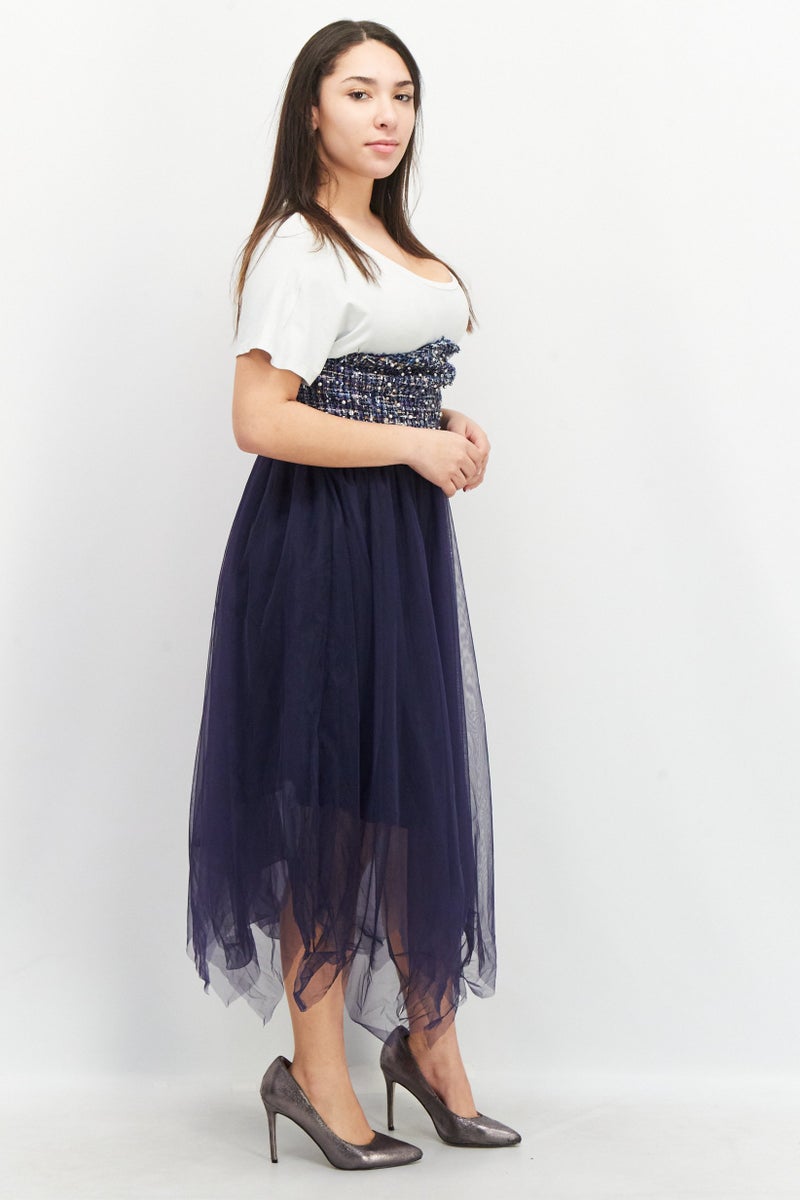 VERO MODA فستان ميدي ميسي بوني للنساء، أبيض ثلجي - Image 2