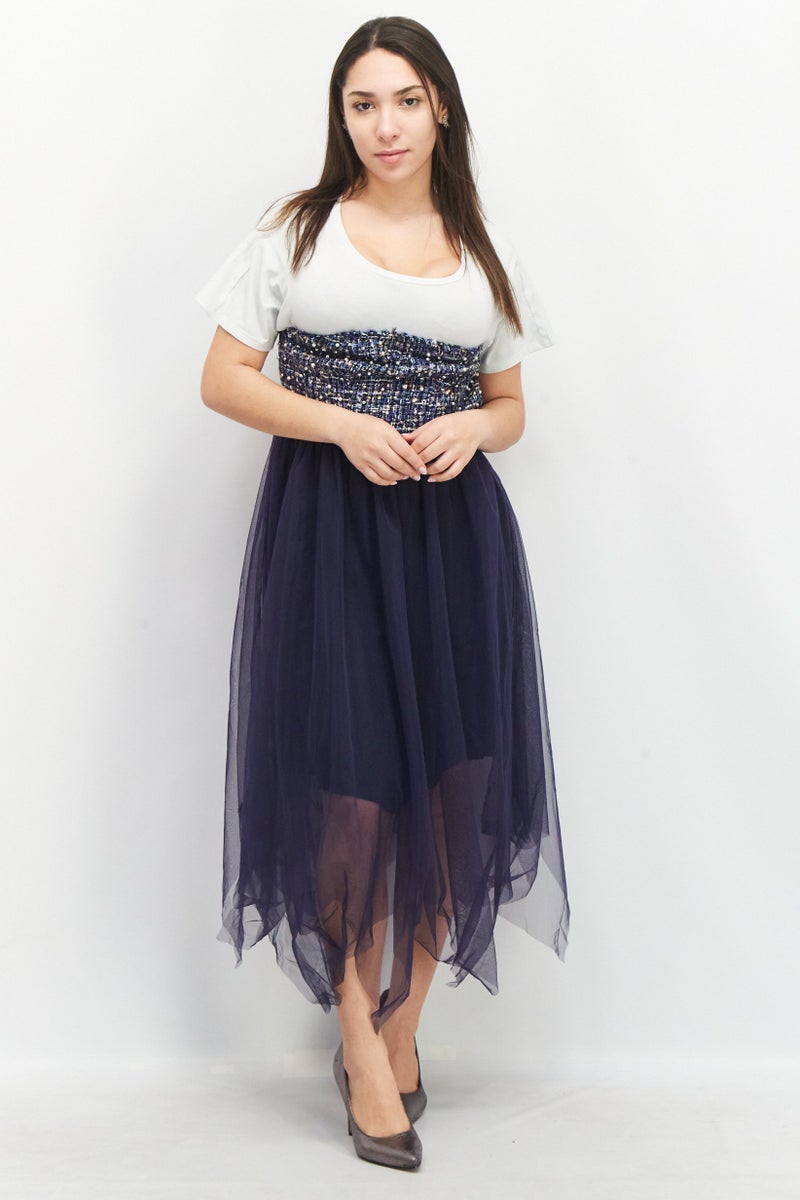 VERO MODA فستان ميدي ميسي بوني للنساء، أبيض ثلجي - Image 1