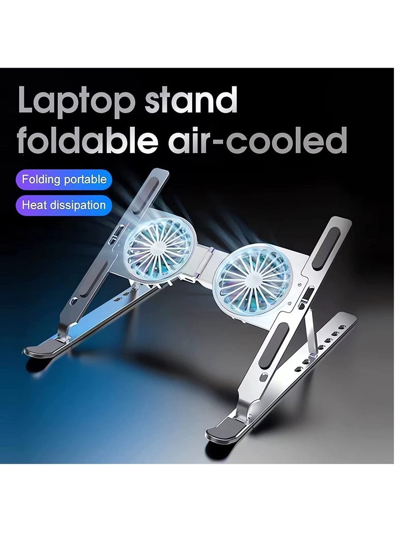 Adjustable Laptop Stand with USB Cooling Fan Computer Stand with Heat Vent, Foldable Sturdy Aluminum Laptop Riser - Image 5