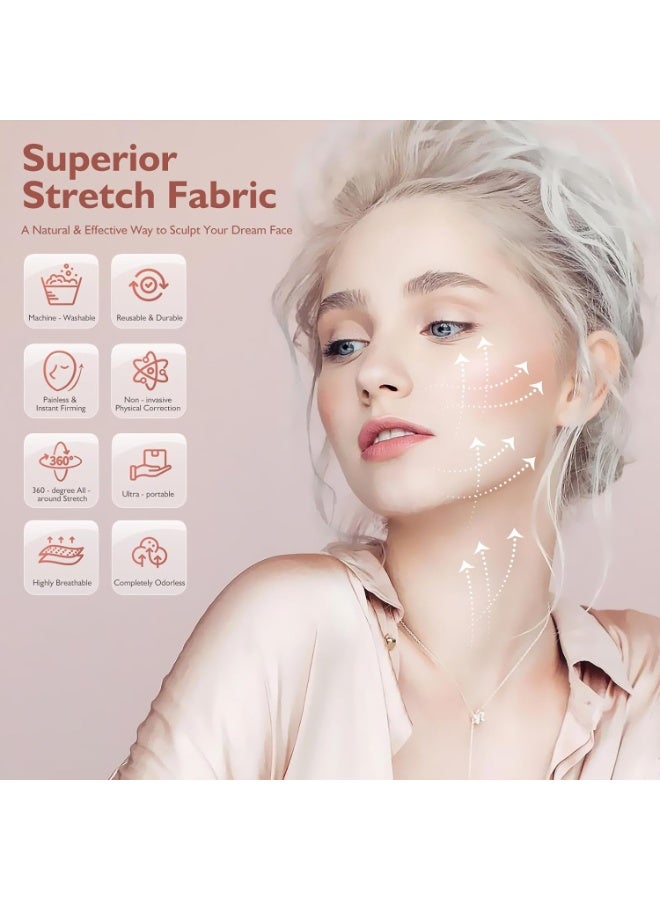 ATRJSZ Jawline Shaper Chin Strap for Sleeping, Reusable V-Line Mask for Women Face Lifting Made w/Electric-Hot-Press Tech for Skin-Friendly & Breathable Cooling Fabric (Black, M) - Image 3