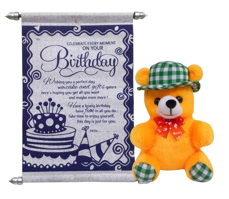 Saugat Traders Saugat Traders Birthday Gift for Wife Set of Soft Cap Teddy Bear with Birthday Scroll Card - Best Gift for Girlfriend - Fiancee - Girls - Best Friend - Kids - Image 1