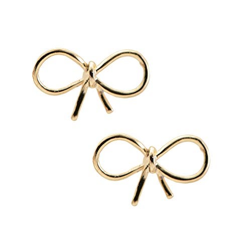 Spinningdaisy Handmade High Gloss Tiny Bow Earrings Gold - Image 1