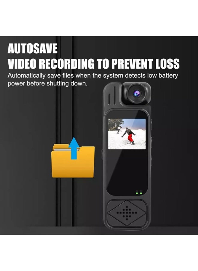 Chabeia Mini Body Camera with 180° Rotating Lens Action Detection HD Infrared Night Vision 128GB TF Card Storage 1080P Recorder (Black) - Image 2
