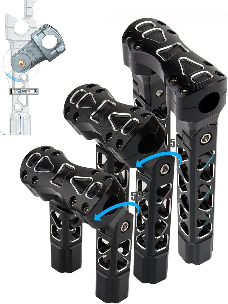 DEMULAX 25mm Pullback Handlebar Risers for Harley Motorcycles - Image 3