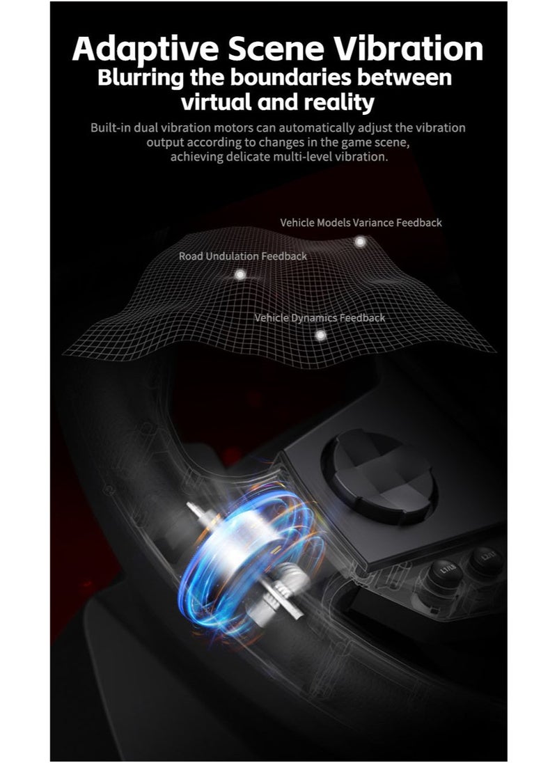 Generic - V9 Gen2 270° / 900° Racing Steering Wheel Bundle with 3-Pedals & 6+R Shifter – Dual Motor Vibration, Hall Effect Pedals, RGB Lights – Multi-Platform for PC, Xbox Series X/S, PS4, PS3, Switch – Magnetic Encoder & Adjustable Clamps - Image 1
