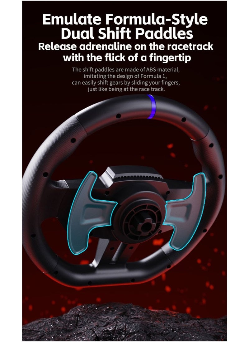 Generic - V9 Gen2 270° / 900° Racing Steering Wheel Bundle with 3-Pedals & 6+R Shifter – Dual Motor Vibration, Hall Effect Pedals, RGB Lights – Multi-Platform for PC, Xbox Series X/S, PS4, PS3, Switch – Magnetic Encoder & Adjustable Clamps - Image 1