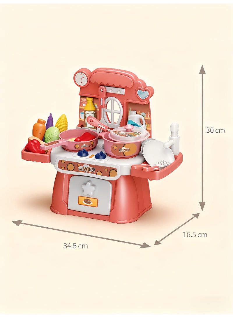 Kitchen Pretend Play Toy Set, Kitchen Playset For Kids, Children Role Play Cookware With Light, Spray And Play Sink, Kitchen Toy Games Kitchen Accessories Toys Sets Kids Real Cooking Set,for Toddlers,Role Playing Game Pretend Food and Cooking Playset,for Boys Girls Kids(Blue) - Image 2