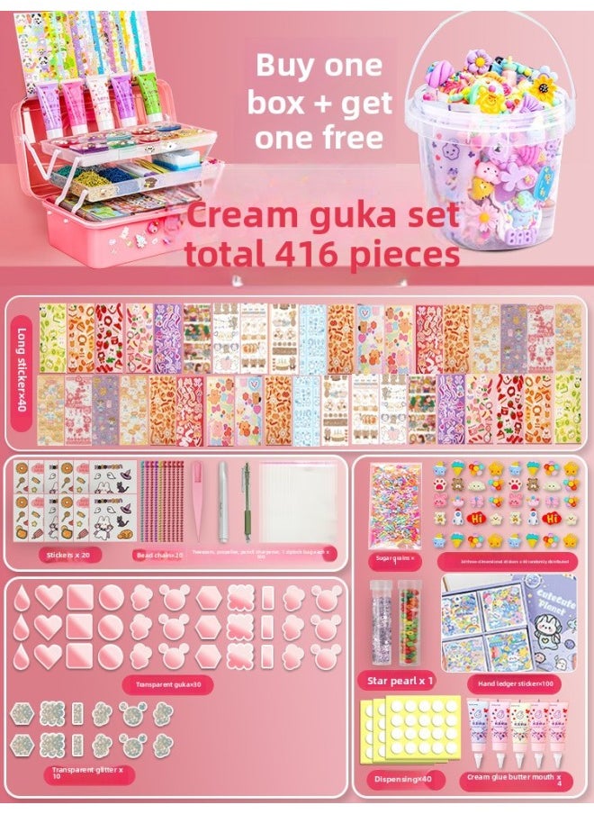Cream Gel Goo Card Diy Children's Handmade Creative Toys Cute Hand Account Stickers Play Full Set Of Spot-Specifications:[Cream Package] 416 Pieces Buy A Box And Send 1 Barrel  - Image 1