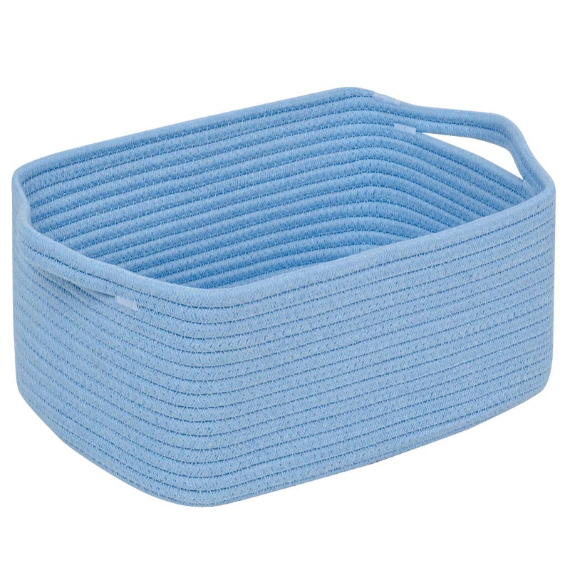CubesLand Cube Storage Organizer Basket Bin Cube Shelf Shelves Cotton Rope Basket Durable Woven Rectangular Basket for Organizing Nursery Toys Basket 14x10x708IN Blue Basket - Image 2