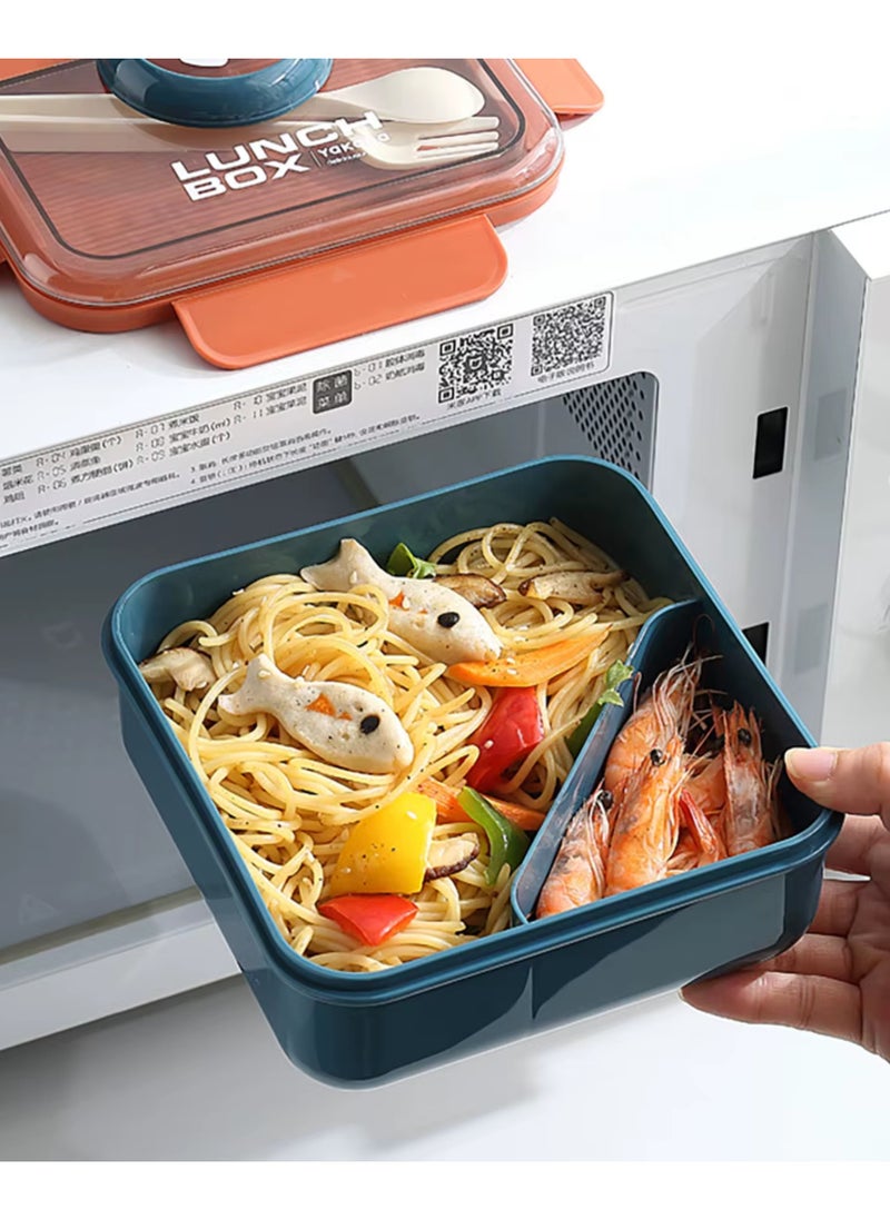 Twisoo Twisoo Kids Camera Design Bento Lunch Box, 1000ml, Leakproof, BPA-Free, 2 Compartments, with Spoon & Fork, Clip Lock, Spillproof Dip Well, Easy-Open Latch (Gray)  - Image 3