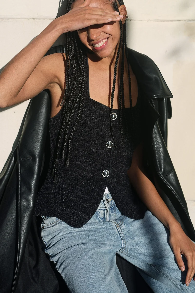 H&M Textured jersey waistcoat