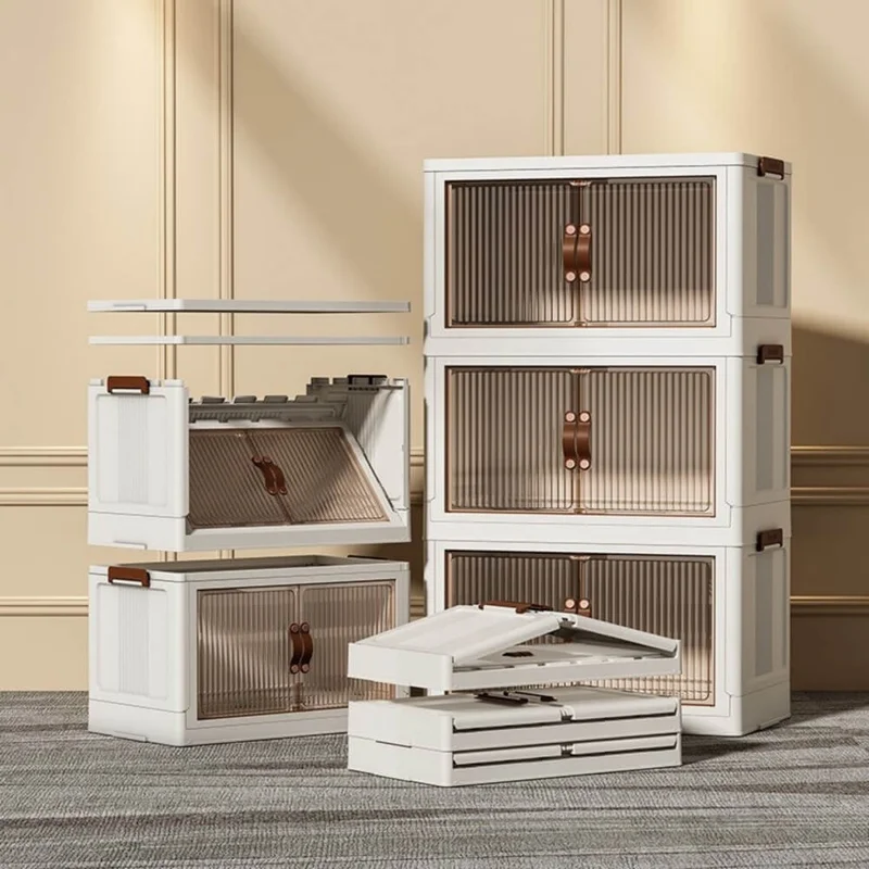 بييف Emayhome Multi-Purpose Portable Stackable Organizer Cabinet Cappuccino with Cover