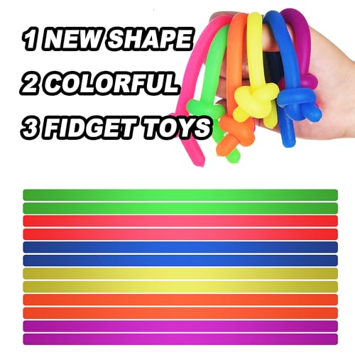 Rtinsd String Stretchy Fidget Toys for Kids 12 Packs Silly Noodles Adults Stretch String for School Classroom Rewards Back to School - Image 5