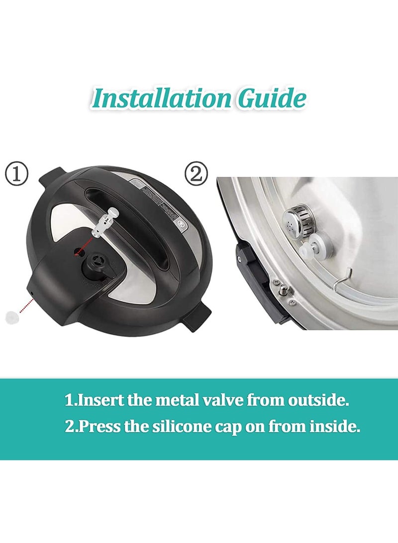 كيلا مقبض تحرير البخار، قطع غيار صمام التعويم الأصلي، صمام ضغط عالمي لأجهزة الطهي الفورية مع 3 أغطية سيليكون وحلقات مانعة للتسرب لأجهزة الطهي الفورية فائقة السرعة سعة 3 و6 و8 كوارت لأجهزة الطهي الكهربائية بالضغط - Image 2