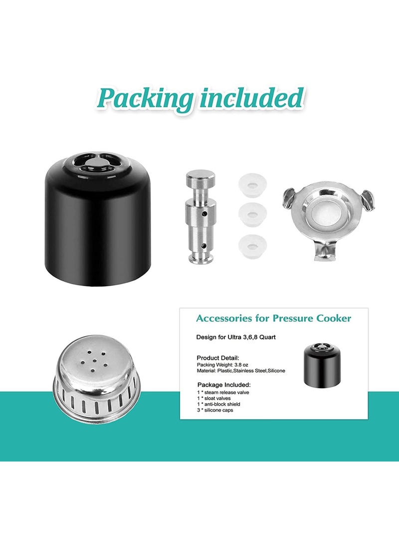 كيلا مقبض تحرير البخار، قطع غيار صمام التعويم الأصلي، صمام ضغط عالمي لأجهزة الطهي الفورية مع 3 أغطية سيليكون وحلقات مانعة للتسرب لأجهزة الطهي الفورية فائقة السرعة سعة 3 و6 و8 كوارت لأجهزة الطهي الكهربائية بالضغط - Image 4
