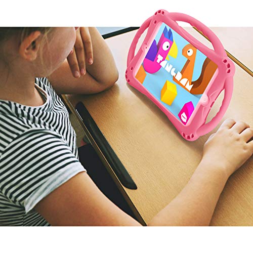 TopEsct Kids Case for iPad mini 5 4 3 2 1,Silicone Childproof Case for iPad mini 5 4 3 2 1, Built-in Handle Stand, Comes with a Strap (Pink) - Image 2