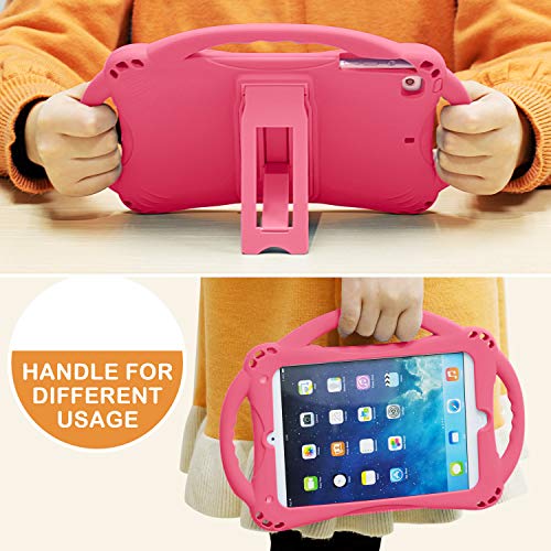TopEsct Kids Case for iPad mini 5 4 3 2 1,Silicone Childproof Case for iPad mini 5 4 3 2 1, Built-in Handle Stand, Comes with a Strap (Pink) - Image 4