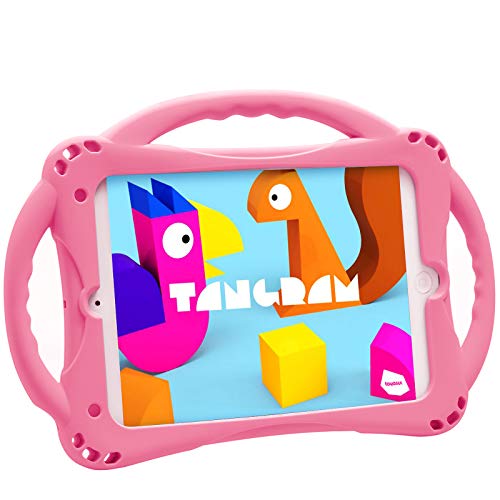 TopEsct Kids Case for iPad mini 5 4 3 2 1,Silicone Childproof Case for iPad mini 5 4 3 2 1, Built-in Handle Stand, Comes with a Strap (Pink) - Image 1