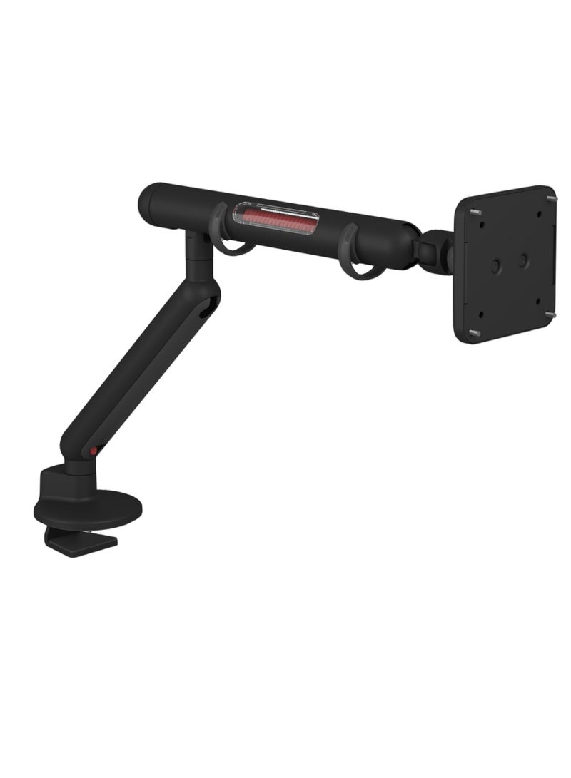 Gaming Monitor Arm Mount: Black, Cable Management, 21" Extension, VESA 75mm/100mm, 18"-28" Monitor Compatibility 9.1kg Weight-Bearing Capacity, Inspired by Star wars Light Saber Design