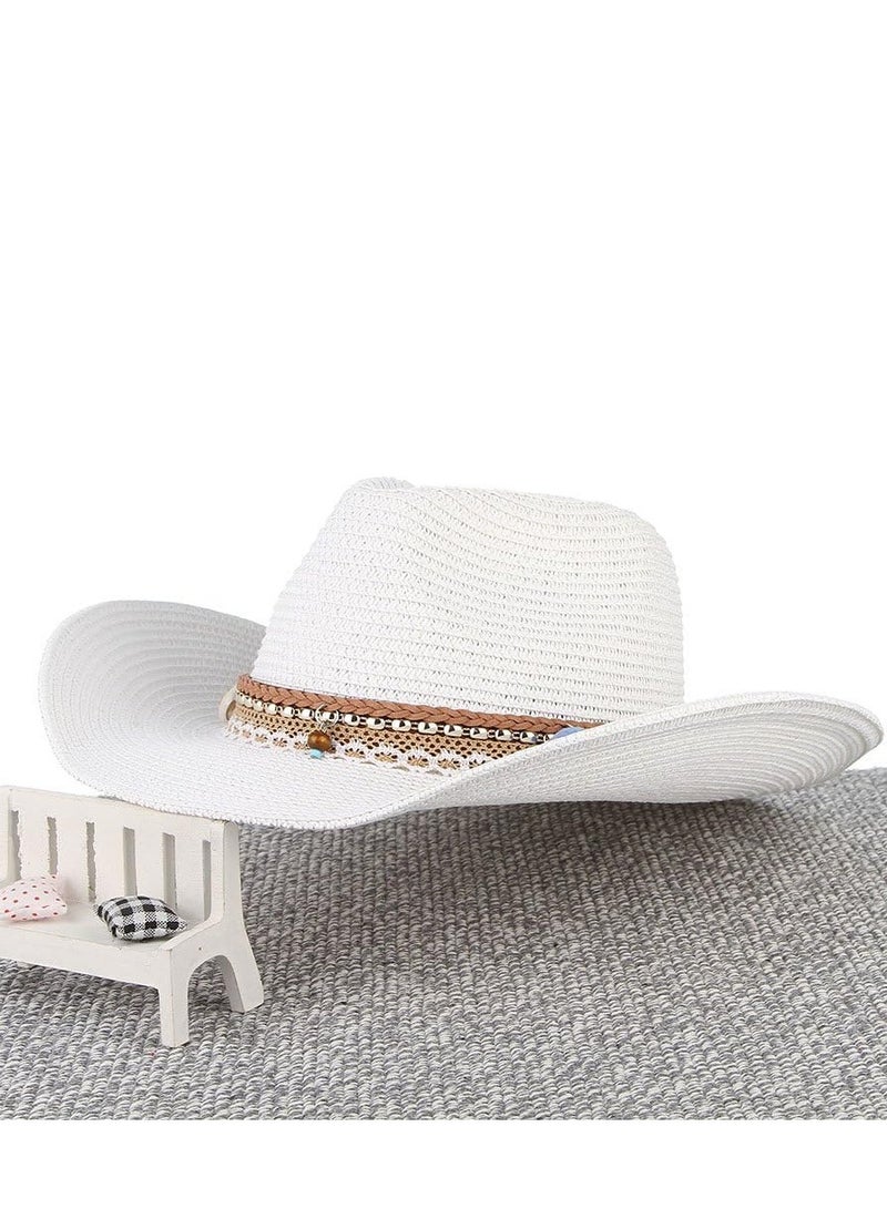 Barakah Cowboy Hat Straw Ceremony Beach Sunscreen Roll Up Wide Brim Western Cowgirl Summer Sun For Women Men Girls - Image 5