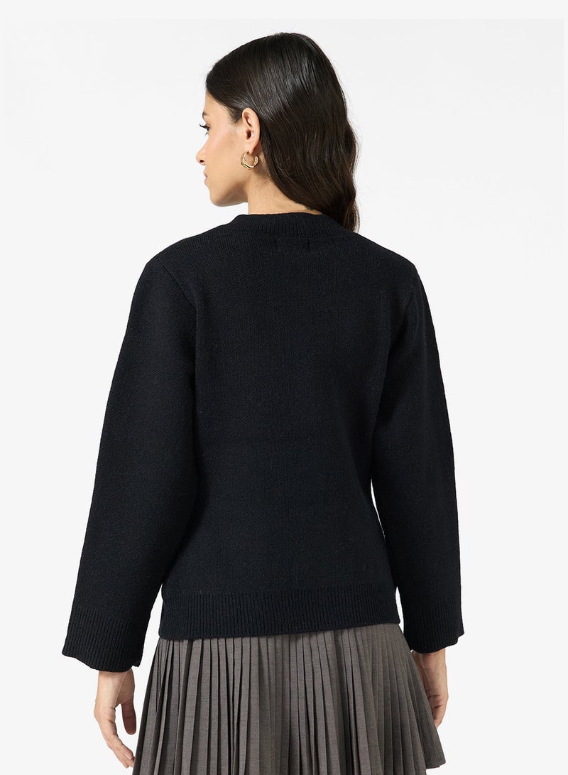 Ginger Button Up Wool Blend Structured Cardigan - Image 2