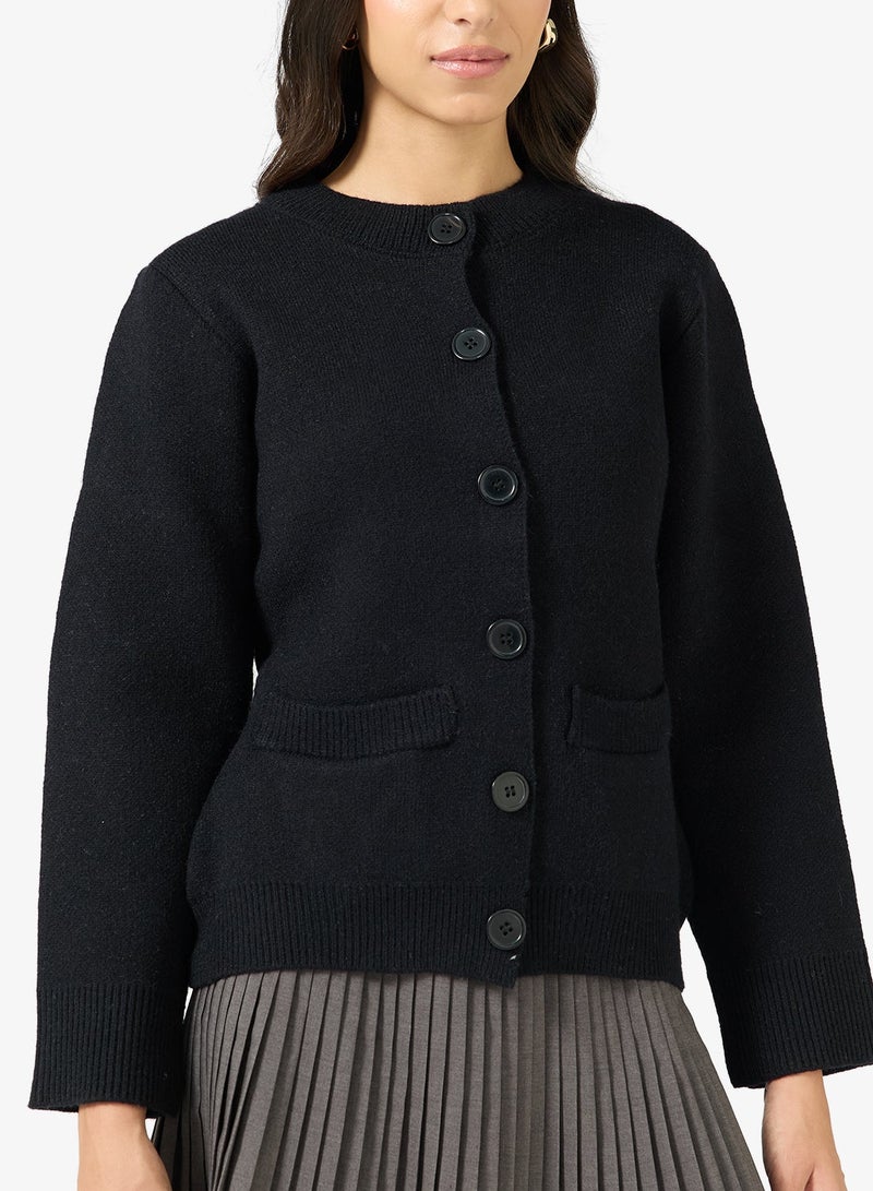 Ginger Button Up Wool Blend Structured Cardigan - Image 1