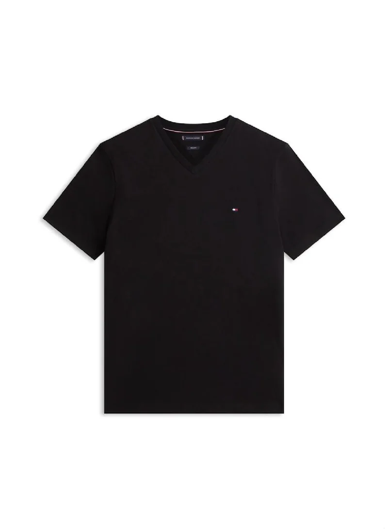 Tommy Hilfiger Black Flag Embroidery V-Neck T-Shirt for Men | Best Price UAE
