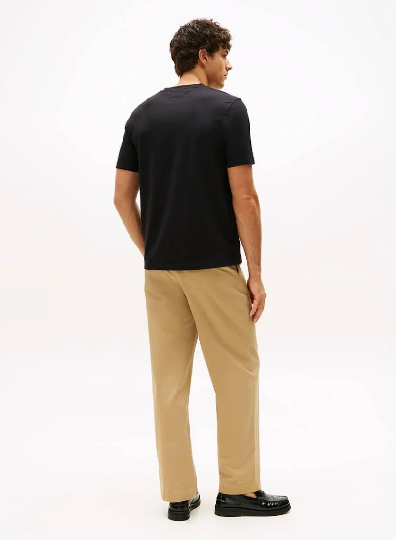 Tommy Hilfiger Black Flag Embroidery V-Neck T-Shirt for Men | Best Price UAE