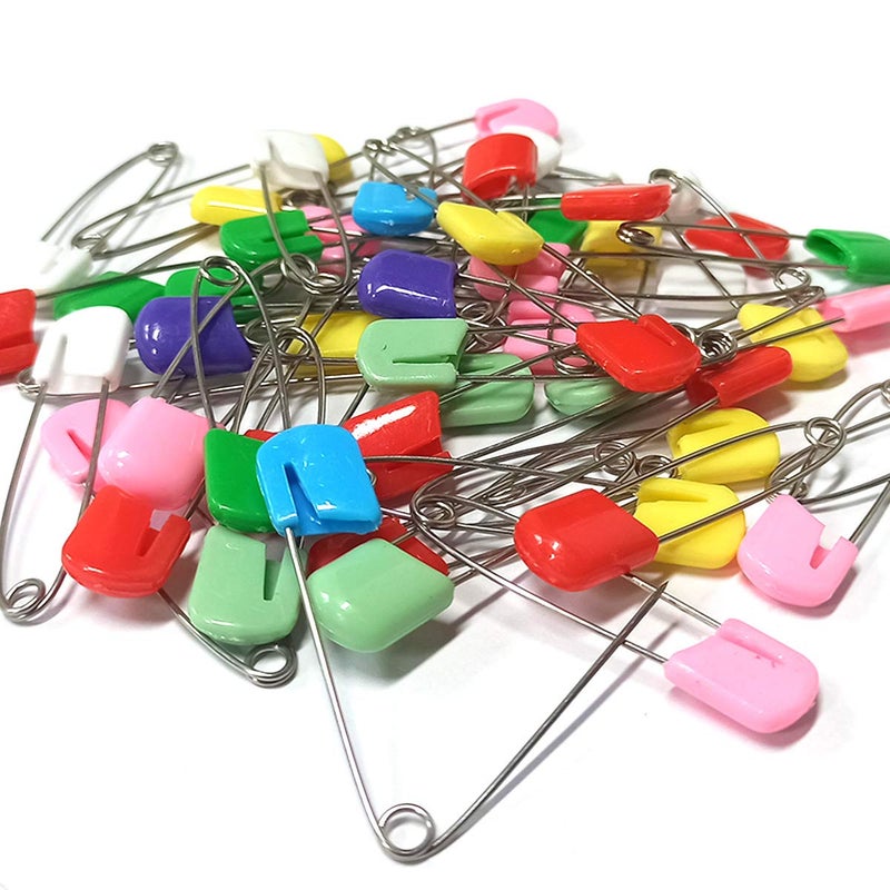 yuntop 50 Pcs Diaper Pins, Plastic Head Safety Pin with Safe Locking Closures (Colorful) - Image 2