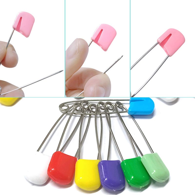 yuntop 50 Pcs Diaper Pins, Plastic Head Safety Pin with Safe Locking Closures (Colorful) - Image 4