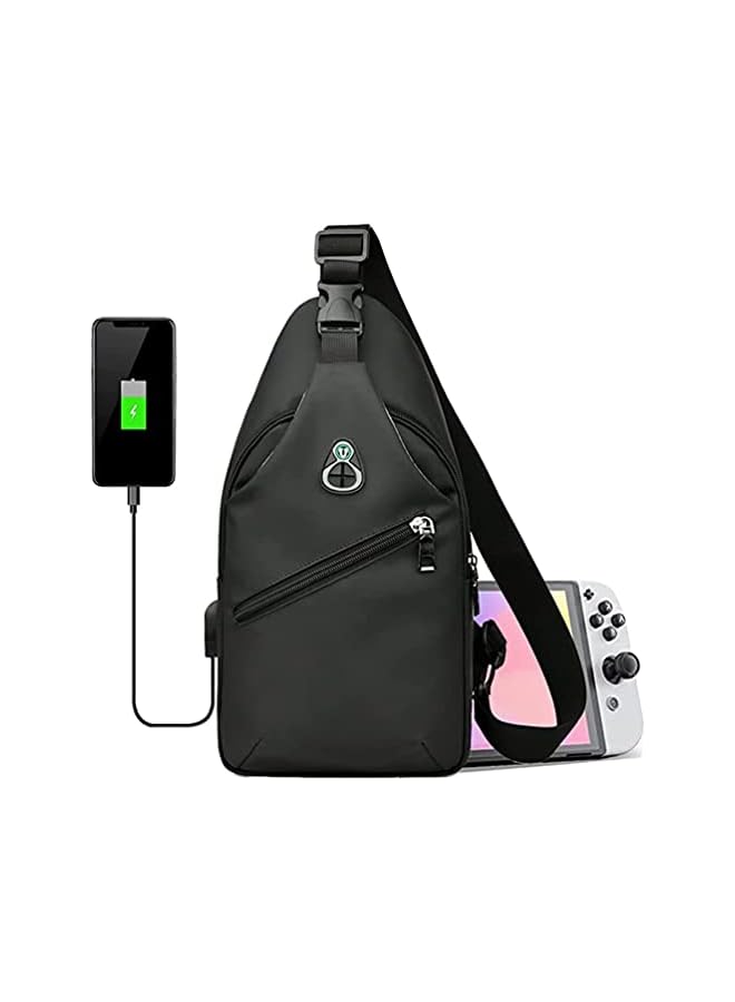 erorex Crossbody Gaming Bag, Portable Waterproof Travel Bag, for Nintendo Switch, Lite, OLED, Backpack Carrying Case Boy for Console Dock Accessories Storage, USB Charging Port - Image 1