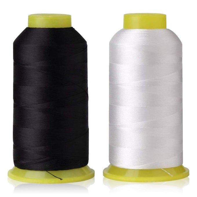 T7069 BONDED NYLON SEWING THREAD 1500 YARD SPOOL WHITEBLACK 2PCS