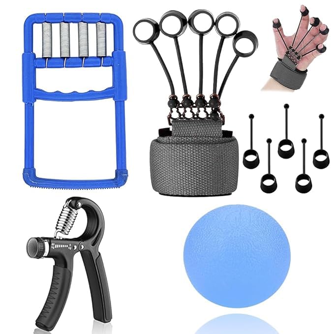 Dr. Care Home Exerciser Kit: Adjustable Fitness Tools for All Fitness Levels - Stress Pain Reliever, Hand Grip, Arm Exerciser (Blue Hand Gripper Kit)" - Image 1