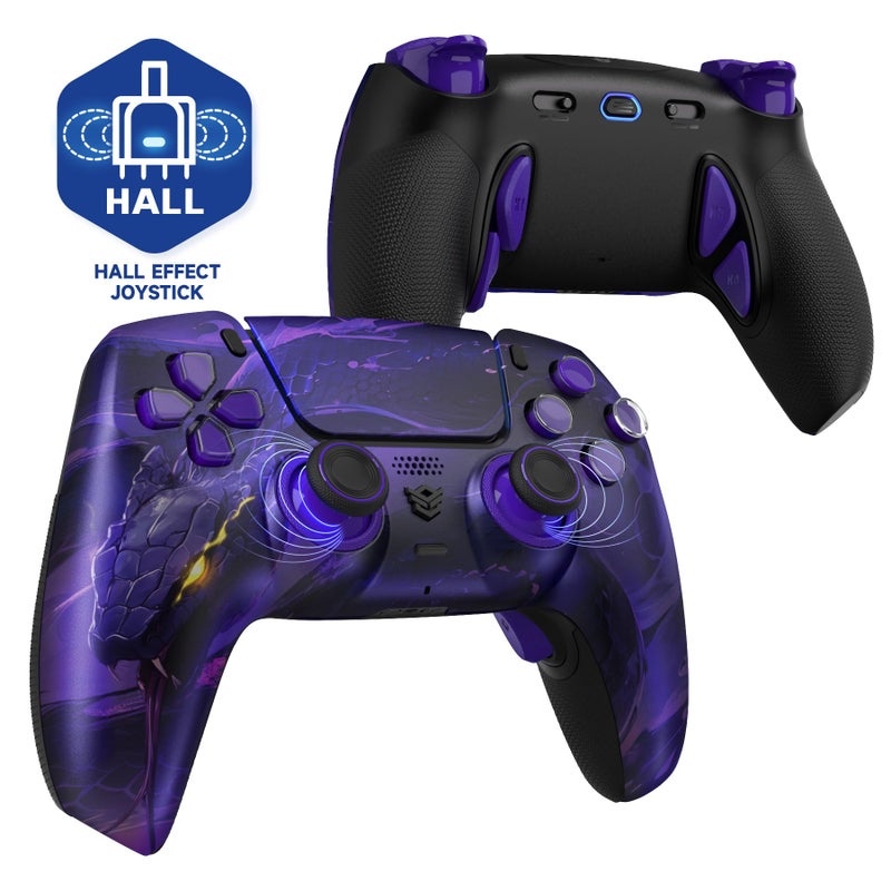 HEXGAMING PHANTOM Pro Controller with 4 Remappable Buttons 6 Remapping Profiles 8 Interchangeable Analog Stick and Adjustable Triggers Compatible with ps5 PC Mobile Hall Effect Orochi