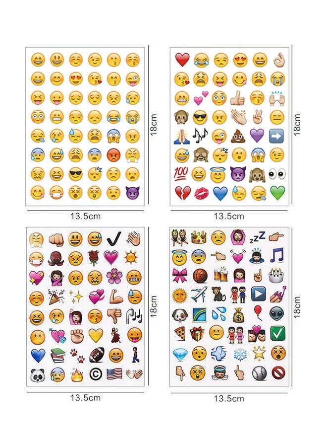 4 Sheets Cute Emoji Stickers Set, 13.5 x 18cm Cartoon Expression Decal Stickers, Waterproof Self-Adhesive Funny Emoticon Stickers for Journal, Laptop, Water Bottle, Notebook, Party Decor, Kids Reward Craft Supplies ﻿ - Image 2
