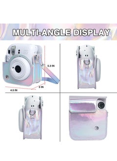 Y&D Case for Fujifilm Instax Mini 12 Camera Protective PU Leather Bag Cover with Adjustable Shoulder Strap and Photo Album 64 Pockets (Shiny Silver)  - Image 5