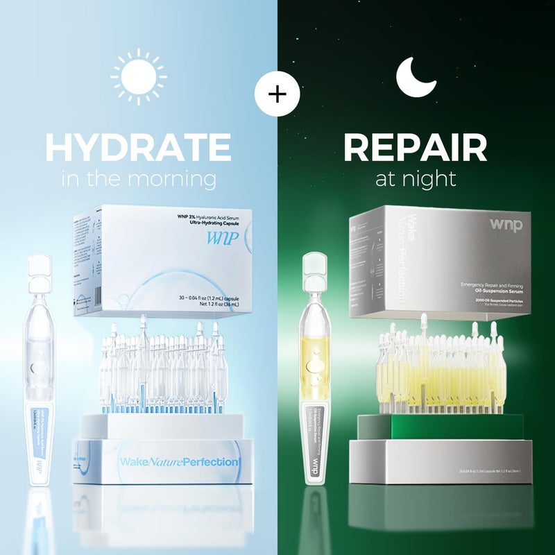 WNP serum set: Ultra Hydrating Serum 3% 4D Hyaluronic Acid +Emergency Repair Firming Oil-Suspension Serum Hydrating+Skin Repair|Single-Use Vials Skincare for Sensitiveskin 72ml - Image 2