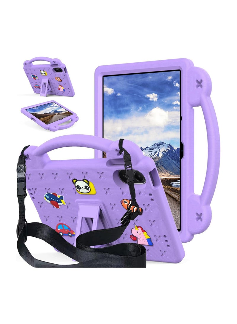 VKL Kids Case Compatible with Xiaomi Redmi Pad 2 2025 /Redmi Pad SE 2025 (11 inch), Shockproof Case with Shoulder Strap and Handle Stand (Light Purple) - Image 1