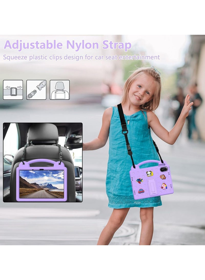 VKL Kids Case Compatible with Xiaomi Redmi Pad 2 2025 /Redmi Pad SE 2025 (11 inch), Shockproof Case with Shoulder Strap and Handle Stand (Light Purple) - Image 3
