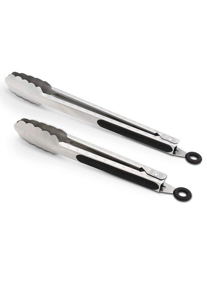 الفولاذ المقاوم للصدأ مطبخ الطبخ كماشة ، مقاومة للحرارة 600 درجة الفولاذ المقاوم للصدأ مطبخ كماشة ، مثالية للأغذية وسلطة للشواء مجموعة ( 27 سم و 34 سم ) - Image 1