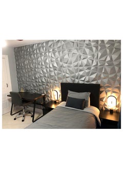RATSAW 12 PCS 3D Wall Panels 3D Diamond Texture Wall Panels PVC Wallpaper Panels Wall Decoration Covering 50x50cm Silve  - Image 5