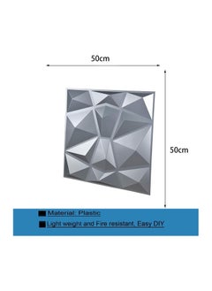 RATSAW 12 PCS 3D Wall Panels 3D Diamond Texture Wall Panels PVC Wallpaper Panels Wall Decoration Covering 50x50cm Silve  - Image 2