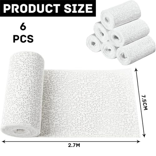 Yeasing Plaster Coth Rolls 6 Pack Plaster Gauze Bandage Plaster Strip Gauze Wrap for Body Casts Craft Projects Belly Molds 3in x 106 inch - Image 5