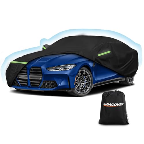 BIGACOVER Car Cover for BMW M4/ 4 Series 420i 428i 430i 435i 440i /4 Coupe 2014-2024, Waterproof 210D Oxford Cloth and Cotton Cover Outdoor Full Car Covers with Zipper Windproof Heavy Duty All Weather - Image 1