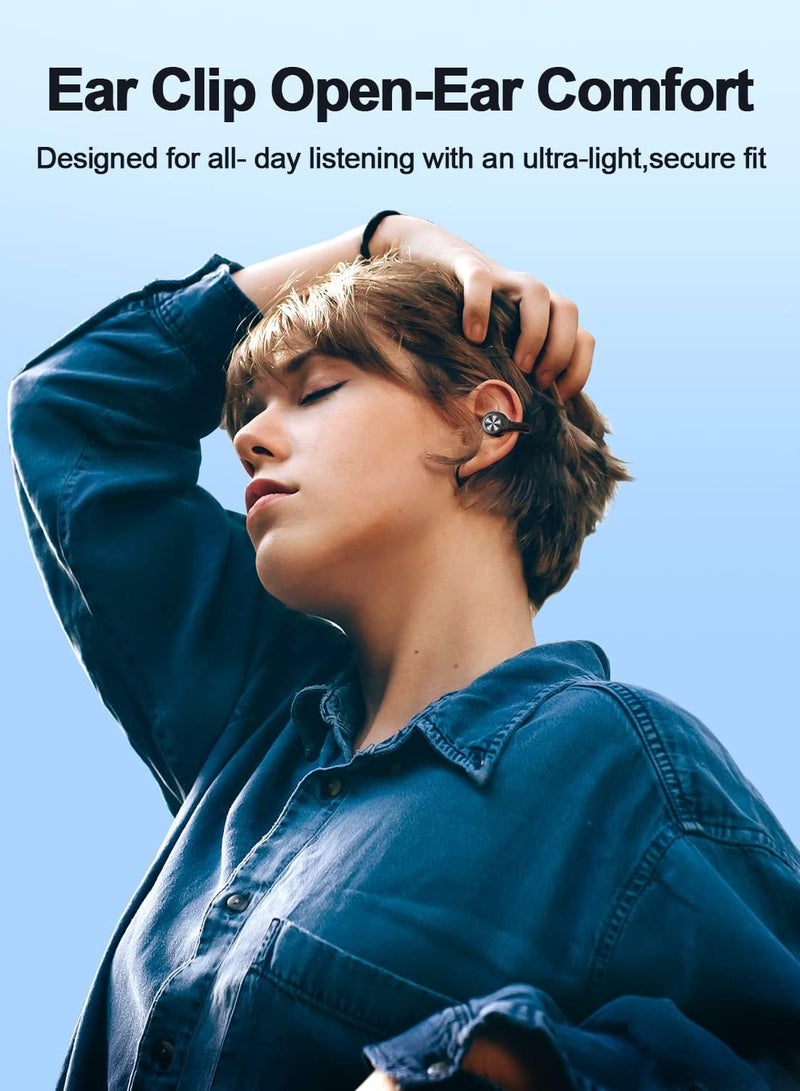 Wireless Earbuds Ear Clip Bone Conduction Headphones, Bluetooth 5.3 Open Ear Headphones 40Hrs with Charging Case, Built-in Mic, Open Ear Earbuds Bone Conduction Earbuds for Workout Running - Image 2
