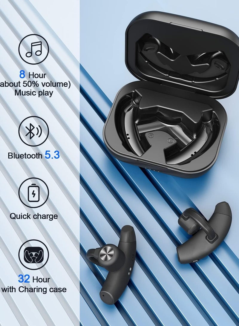 Wireless Earbuds Ear Clip Bone Conduction Headphones, Bluetooth 5.3 Open Ear Headphones 40Hrs with Charging Case, Built-in Mic, Open Ear Earbuds Bone Conduction Earbuds for Workout Running - Image 4