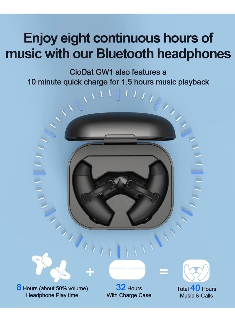 Wireless Earbuds Ear Clip Bone Conduction Headphones, Bluetooth 5.3 Open Ear Headphones 40Hrs with Charging Case, Built-in Mic, Open Ear Earbuds Bone Conduction Earbuds for Workout Running - Image 5