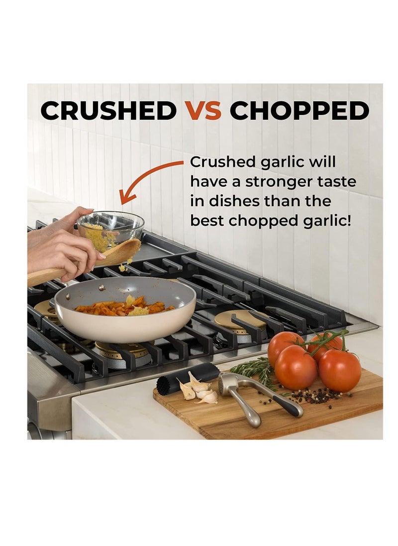 MahMir - MahMir® Kitchen Premium Garlic Press with Soft, Easy to Squeeze Handle Includes Silicone Garlic Peeler & Cleaning Brush  3 Piece Garlic Mincer Tool Sturdy Easy to Clean Garlic and Ginger Crusher - Image 1