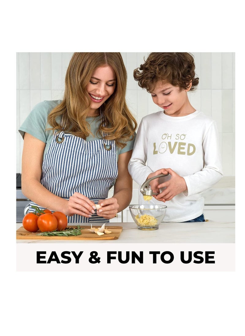 MahMir - MahMir® Kitchen Premium Garlic Press with Soft, Easy to Squeeze Handle Includes Silicone Garlic Peeler & Cleaning Brush  3 Piece Garlic Mincer Tool Sturdy Easy to Clean Garlic and Ginger Crusher - Image 1
