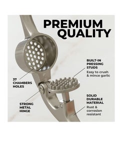 MahMir MahMir® Kitchen Premium Garlic Press with Soft, Easy to Squeeze Handle Includes Silicone Garlic Peeler & Cleaning Brush  3 Piece Garlic Mincer Tool Sturdy Easy to Clean Garlic and Ginger Crusher  - Image 3